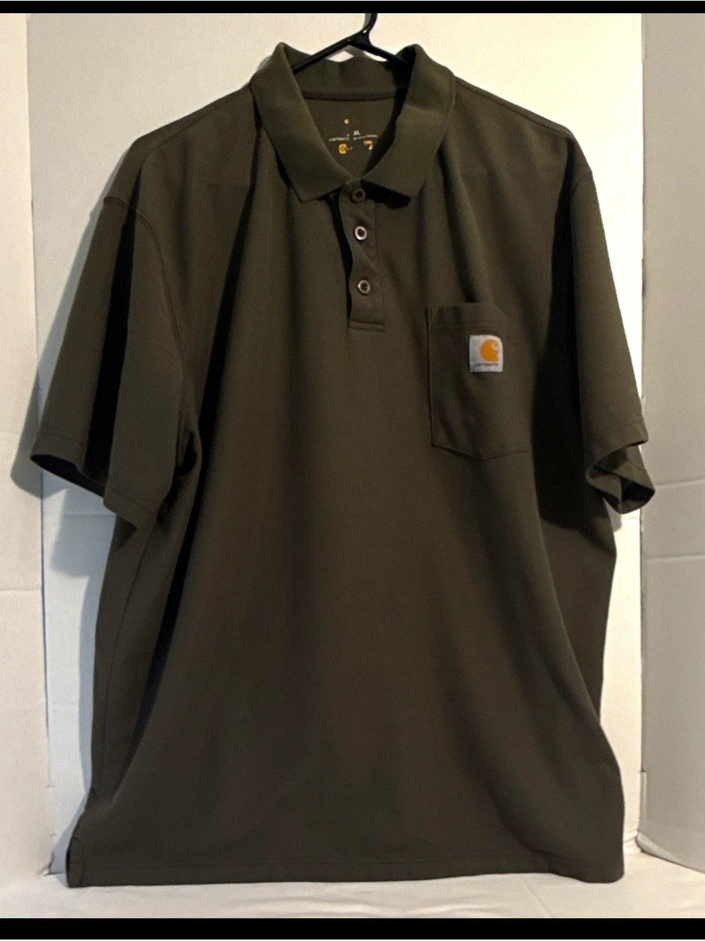 Carhartt Olive Green Short-Sleeve Pocket Polo